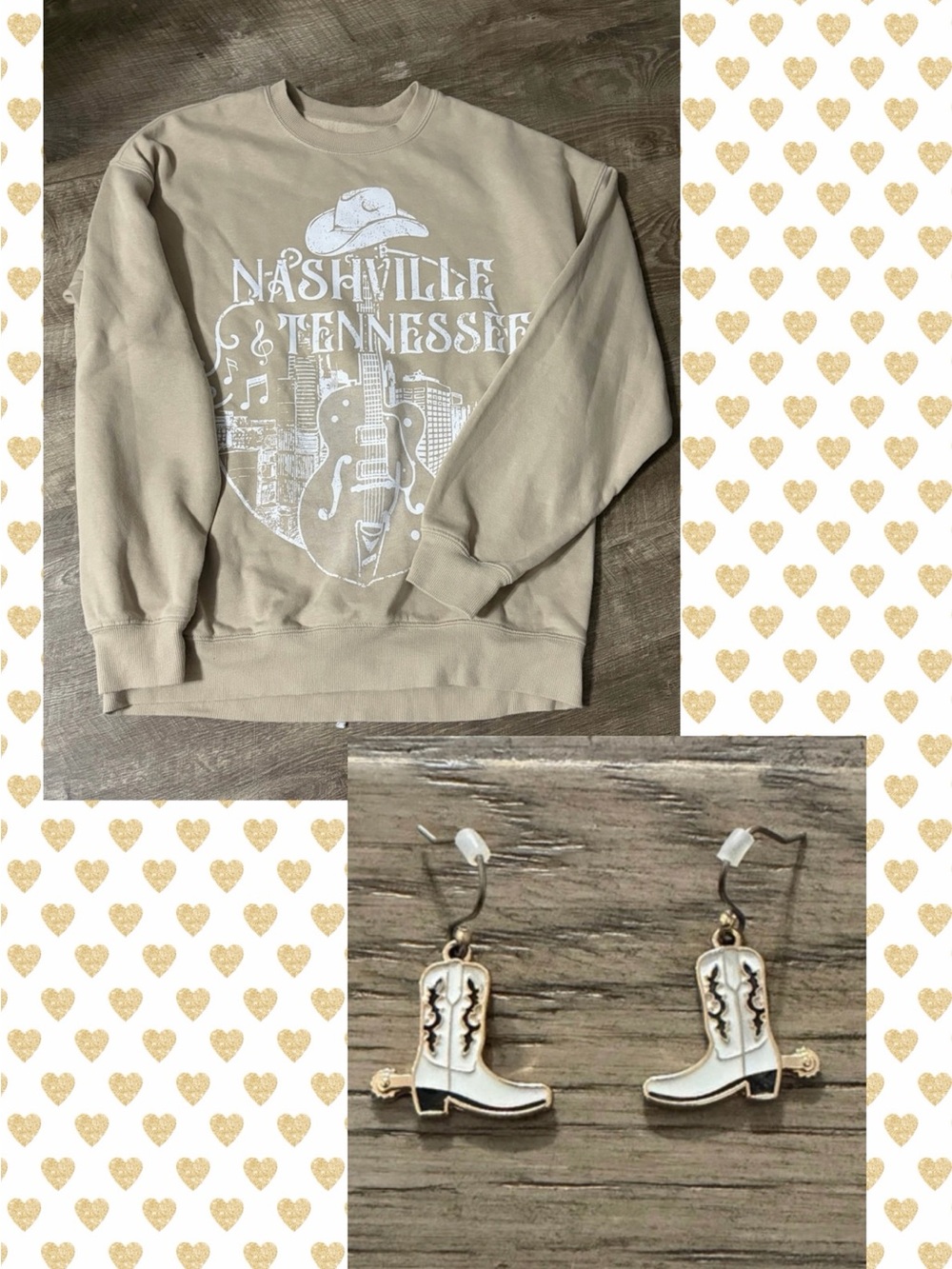 Women’s Nashville Tennessee Sweatshirt - Lucky Brand cowboy boots earrings